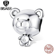 BISAER-Colgante de oso para mujer, cuentas de esmalte de Plata de Ley 925, apto para pulsera, collar, joyería, ECC1502 2024 - compra barato