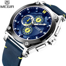MEGIR Men Watch Top Brand Luxury Gold Chronograph Wristwatch Date Military Sport Leather Band Male Clock Relogio Masculino 2098 2024 - buy cheap