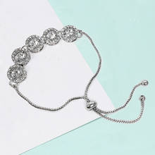 Jewoey shion pulseira de corrente redonda, pulseira brilhante de corrente banhada a prata, pingentes para pulseira fashion feminina 2024 - compre barato