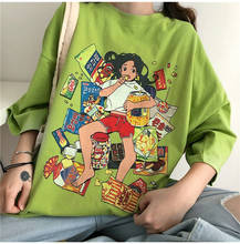 Camisetas Harajuku coreanas para chica, remeras de algodón verde de manga corta, estética, 2021 2024 - compra barato