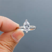 Marquesa rellena de oro blanco para mujer, anillos de circonita blanca, joyería de compromiso de boda, anillo de piedra de cristal femenino, accesorio de lujo 2024 - compra barato