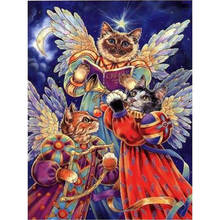 DIY Diamond Painting Cross stitch Angel cat Needlework 5d rhinestone art Rhinestone full square Diamond embroidery pattern 2024 - buy cheap