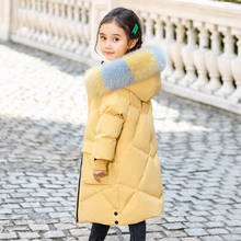Snowsuit 2020 Children's Winter Down Jacket for Girls Clothes Outerwear Hooded Coat Kids Thick Warm Parka Real Fur Clothing 2024 - купить недорого