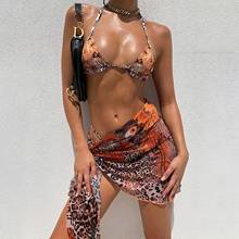 Conjunto de Bikini con estampado Vintage para mujer, bañador Sexy con cuello Halter, traje de baño bohemio, Bikini A40 2021 2024 - compra barato