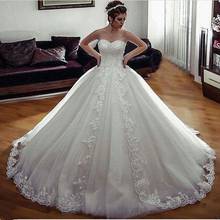 Plus Size Arabic Sleeveless Wedding Dress Vestido De Novia 2020 Princess Bridal Gown Lace Beaded Ball Gown Wedding Dresses 2024 - buy cheap