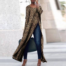 Autumn New Leopard Print Dress Sexy Fashion O-Neck Women Dress Formal Long Loose Dress Half Sleeves Irregular Split Women 2024 - buy cheap