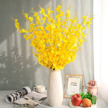 5Pcs artificial flowers high quality yellow Butterfly Orchid Silk  flower pots decorative home wedding decoration san valentin 2024 - buy cheap