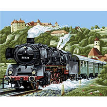Painting By Number 40X50 50x65CM Black Steam Train Still Life  Wall Art Gift DIY Pictures By Numbers Canvas Kits Home Decoration 2024 - buy cheap