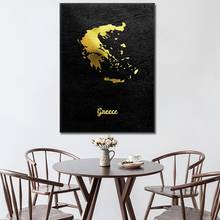 Golden Map Art Greece Canvas Painting Mural Picture Print Home Decoration Wall Poster Decor Living Room Bedroom  Frame 2024 - buy cheap