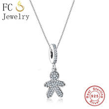 FC Jewelry 925 Sterling Silver Family Boy Pip Child Zirconia Necklaces Pendants Link Chain European Women Chokers Trinket Gift 2024 - buy cheap