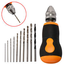 Mini Hand Drill Tool +10 0.8-3.0mm Twist Drill Bits Durable 3.54" Carbon Steel Rubber Hand Drill For PCB Crafts Jewelry Making 2024 - buy cheap