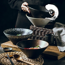 Conjunto de louça japonesa criativa de macarrão, tigela de bambu industrial, tigela de cerâmica, para uso doméstico, grande, arroz, macarrão, tigela 2024 - compre barato