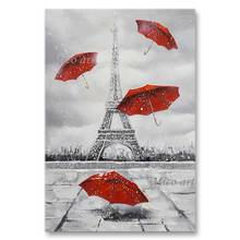 Modern Art Painting Abstract Canvas Wall Decor Picture Hand-painted Paris Tower Oil Painting Canvas Art Red Umbrella Picture 2024 - buy cheap