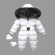 2021 Winter Baby Boys Rompers Warm Down Kids Girls Jumpsuit Fur Hooded Children Overalls Unisex Toddler Onesie Clothes Snowsuits 2024 - buy cheap