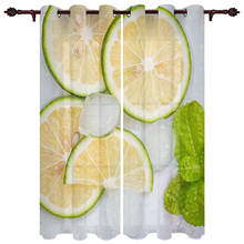 Ice Cubes Lemon Mint Valance Window Curtains For Living Room Bedroom Kitchen Home Korean Room Decor Youth Room Window Curtains 2024 - buy cheap