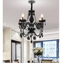 Modern Black Decora Crystal Chandeliers D48cm H45cm Black LED Chandelier For Living Room AC lustres de sala de cristal Pendants 2024 - buy cheap