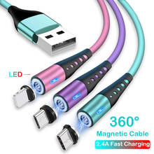 Cable magnético USB de iluminación LED para iPhone y Samsung, Cable de carga magnético Usb tipo C, Micro USB, Cable de silicona líquida 2024 - compra barato