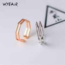 WYEAIIR Simple Geometry Heave Double Layer Cute Sweet Fashion Silver Color Female Resizable Opening Rings 2024 - buy cheap