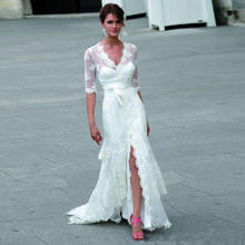 Booma, кружевные свадебные платья с лентой, v-образный вырез, половина рукава, свадебные платья, летнее платье-футляр, аппликация, платье русалки, раздельное 2024 - купить недорого