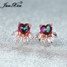 Cute Animal Bear Dog Cat Paw Stud Earrings For Women Rose Yellow Gold Rainbow Stone Heart Earring Wedding Ear Studs Jewelry 2024 - buy cheap