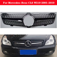 Автостайлинг для Mercedes-Benz CLS W219 2005-2010, средняя решетка из АБС-пластика, серебристо-черный передний бампер, решетка для автомобиля 2024 - купить недорого