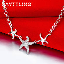 Bayttling-colar de pingentes de prata esterlina 925, 18 espaços, corrente, estrela do mar, fosco, feminino, luxo, glamour, festa, presente, joias 2024 - compre barato