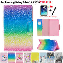 SM-T510 SM-T515 чехол для samsung Galaxy Tab A 10,1 2019 T510 T515, чехол для планшета, Модный чехол-подставка с рисунком + подарок 2024 - купить недорого