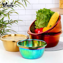 3 Pcs/Set Kitchen Tool Drain Basin Basket Fruit Strainers Vegetable Basket Stainless Steel Fruit Plate Gold Home Storage 2024 - buy cheap