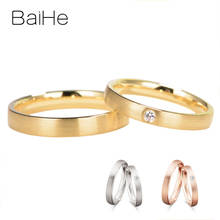 BAIHE-anillo de oro amarillo de 14K para mujer y hombre, sortija de compromiso con diamantes naturales de 0,03ct, joyería fina 2024 - compra barato