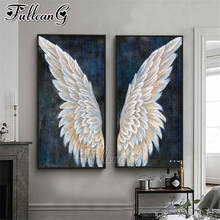 FULLCANG 5d diy diamond embroidery sale white angel wings diamond painting triptych full square round drill home decor FC3313 2024 - buy cheap