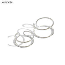 Andywen 925 Sterling Silver Gold Slim Circle Luxury Rings Women RIng Adjustable Resizable Ring Fine Jewelry Wedding Party 2024 - buy cheap
