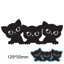 Metal Cutting Dies 3pcs lovely cat New  Scrapbook paper Decoration Embossing DIY Paper Card Craft 120*50mm 2024 - buy cheap