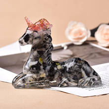 Figurita de silicona de unicornio hecha a mano, decoración artesanal de cristal Natural, Mineral, grava, espécimen, adornos de Reiki, regalo de recuerdo 2024 - compra barato