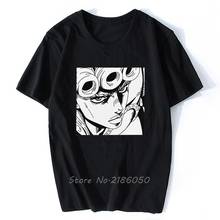 JoJo Bizarre Adventure-camisetas de algodón puro para hombre, camisa de Manga corta con cuello redondo, estampado japonés, regalo, Giorno Giovanna 2024 - compra barato