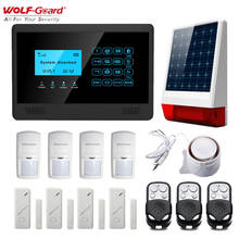 WOLF-Guard-sistema de seguridad con sirena Solar, Detector PIR y Control remoto, inalámbrico, LCD, GSM, retroiluminación, teclado táctil, 4G 2024 - compra barato