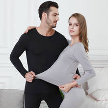 New Cotton Warm Milled Thermal Undershirts Women Men Long Johns Sets with Round Collar Men Underwear Suits 2024 - buy cheap