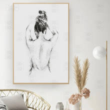 Female Line Drawing Art Canvas Painting Abstract Nude Woman Back Print After Bath Minimalist Poster Bathroom Picture Home Decor 2024 - buy cheap