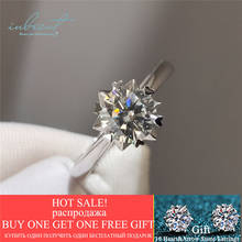 inbeaut 18K White Gold Plated Excellent Cut 1-2 ct Pass Diamond Test Sparkling Moissanite Snowflake Ring 925 Silver Wedding Ring 2024 - buy cheap