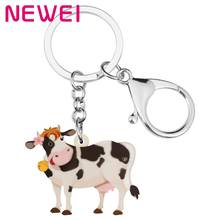 NEWEI Acrylic Bell Dairy Cattle Cow Key Chains Farm Animal Key Rings Bag Car Purse Decorations For Women Girls Teens Charms Gift 2024 - buy cheap