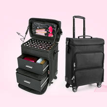 Firstmeet fashion makeup puff luggage box universal wheel recommended new listing black cosmetic trolley suitcase beauty toolbox 2024 - buy cheap