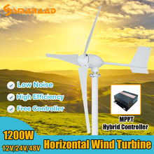 Generador de turbinas eólicas de fibra de nailon, molino de viento de potencia Horizontal, carga de energía, apto para el hogar, 1200W, 12V/24V/48V 2024 - compra barato
