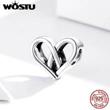 WOSTU Fashion Heart Shape Charms Real 925 Sterling Silver Beads Fit Original  Bracelet Bangles Jewelry making 2024 - buy cheap