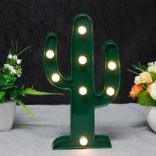 Brelong decoração noturna de cacto 3d, luz branca quente para quarto infantil, natal, casamento, 3v