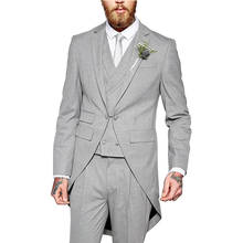 Traje Formal de 3 piezas para hombre, chaqueta delgada, esmoquin de solapa, abrigo de novio, trajes para vestido de CENA DE BODA (chaqueta + Pantalones + chaleco) 2024 - compra barato