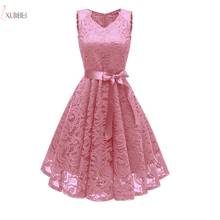 Evening Dresses 2019 Pink Floral Lace Short Formal Party Gown Sexy V Neck Sleeveless robe de soiree 2024 - buy cheap