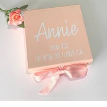 Caixa de presente personalizada da dama de honra/menina da flor, caixa de presente rosa, caixa de presente do aniversário para meninas, caixa nova da lembrança do bebê da folha de ouro rosa 2024 - compre barato