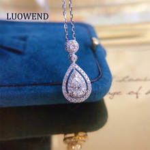 Luokend-collar con colgante de oro blanco de 18K 100% para mujer, gargantilla de diamantes naturales reales, collar de lujo para boda, regalo de cumpleaños 2024 - compra barato