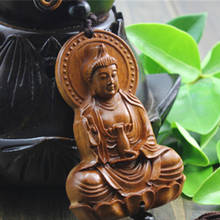 Colgante de madera de Jujube para coche, escultura china de Kwan Yin Buddha, escultura de espejo retrovisor, decoración artesanal, 1 ud., QDD9215 2024 - compra barato