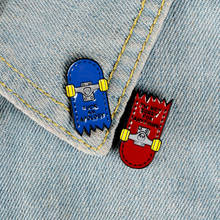 XEDZ blue red broken skateboard enamel brooch personality skateboard children's toy backpack jewelry lapel pin gift 2024 - buy cheap