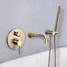 Brass Wall Mounted Bathroom Bathtub Faucet Set Shower head Head +Mixer Taps Hand Shower Brush gold black Bathroom Faucets 2024 - buy cheap